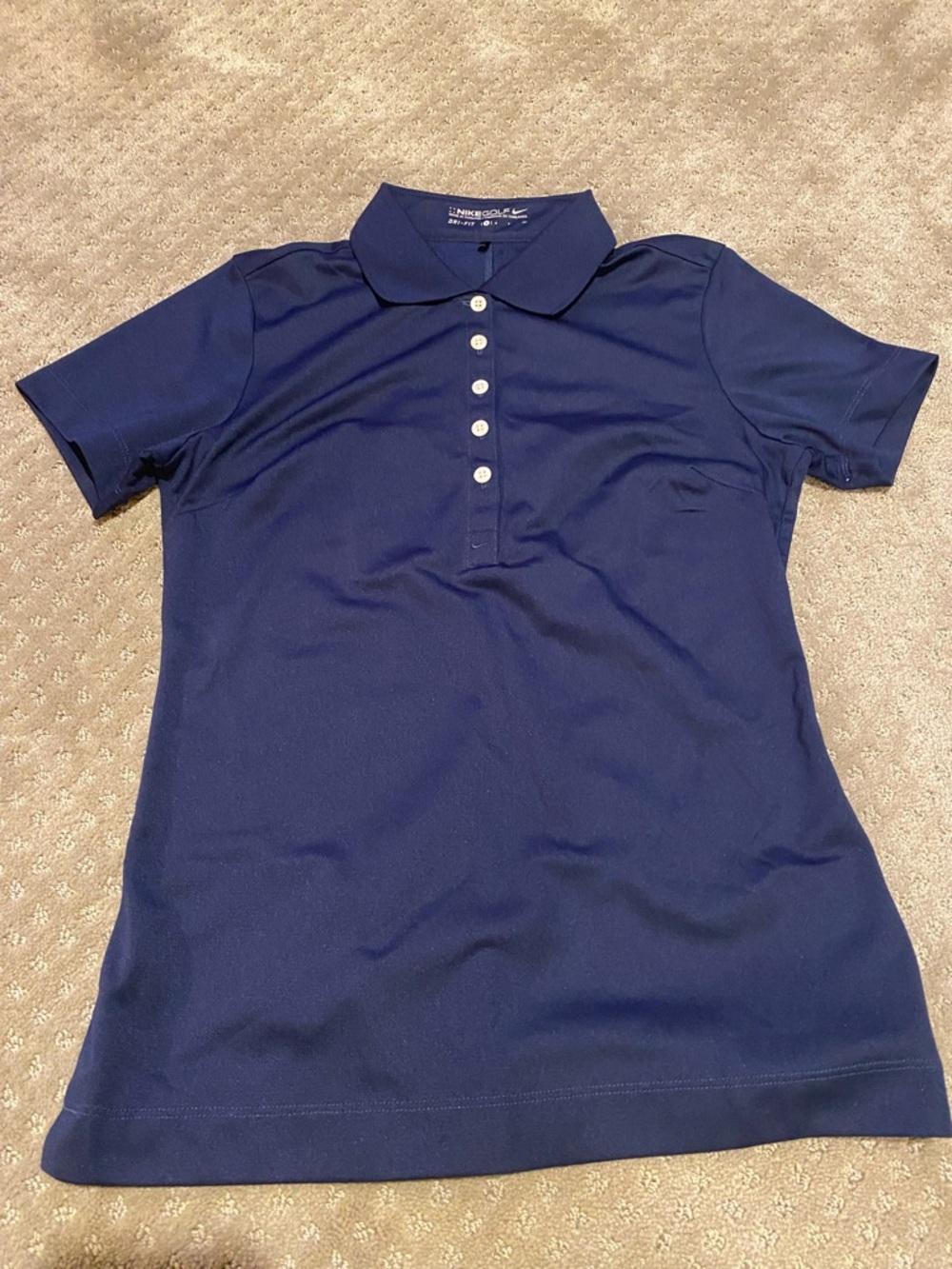 Nike Women's Small Navy Short-Sleeve Polo Button-Front Dri-Fit Shirt